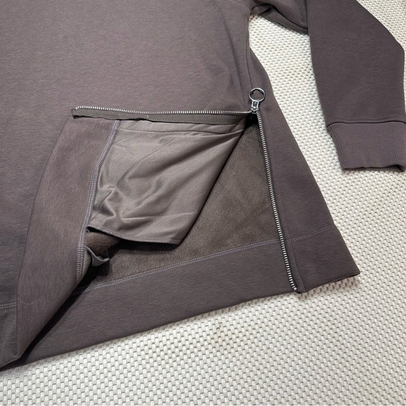 Athleta Cozy Karma Side Zip Cowl Neck Sweatshirt Pullover w/ Pockets - Mocha - Picture 9 of 11